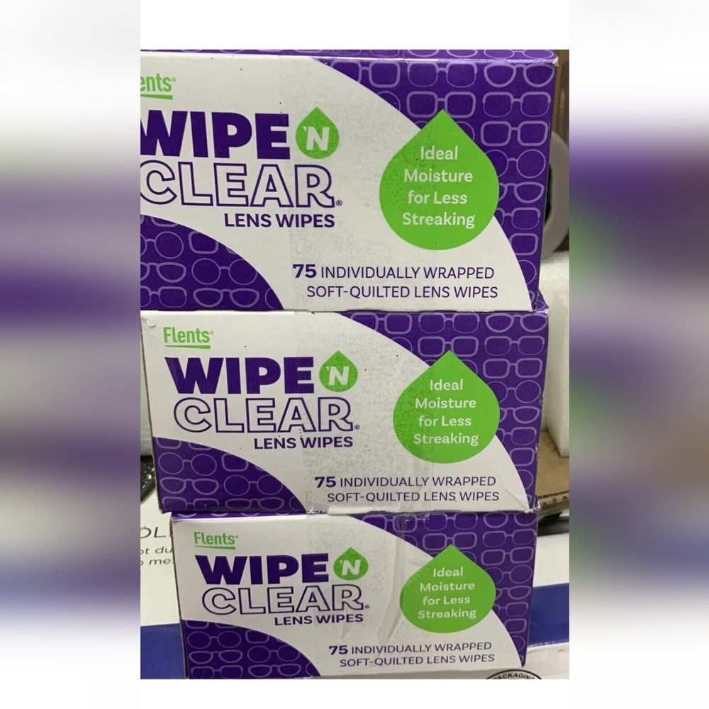 Flents Wipe n Clear Lens Wipes (3) 75-packs 225 Wipes Total For Home Office Car